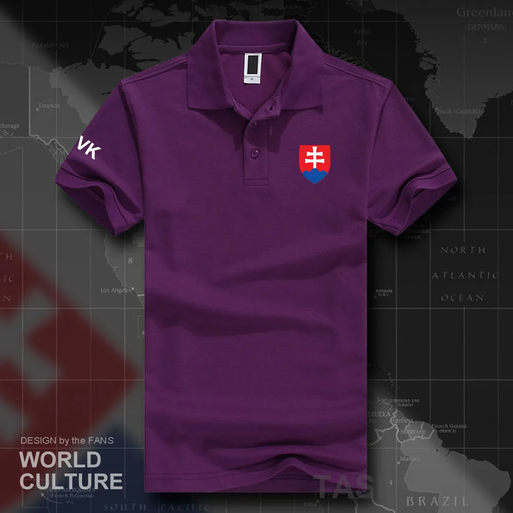 Мужская рубашка поло SVK белая с короткими рукавами и принтом в виде герба страны