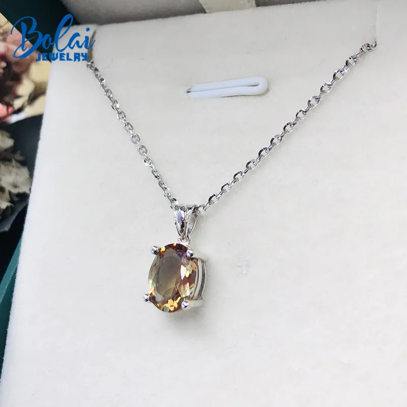 Bolai 1.5ct меняющее цвет нано диаспора ожерелье с подвеской из натурального серебра 925 пробы драгоценный камень хорошее ювелирное изделие для женщин Базовый стиль