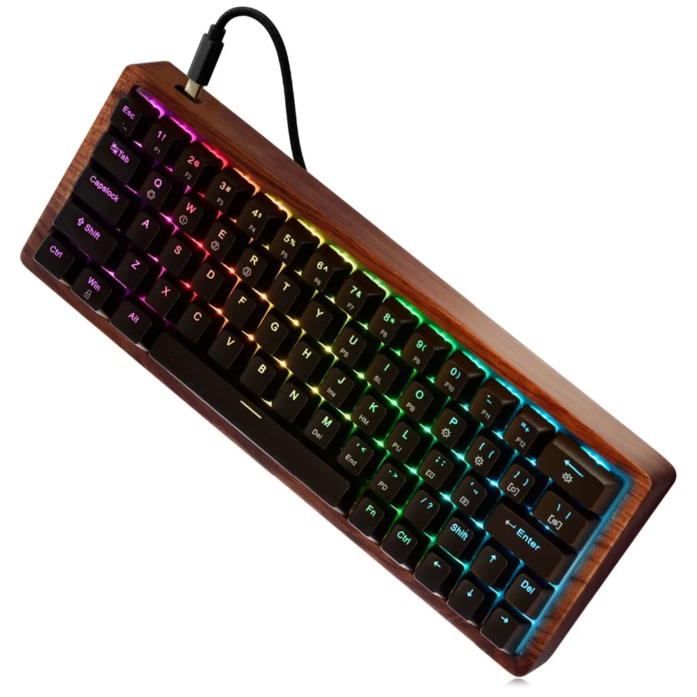 MAIDERN мини механическая клавиатура с RGB светодиодный и деревянный корпус Cherry MX