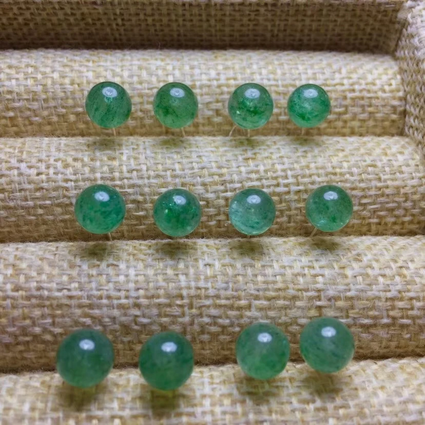 

5pairs green strawberry quartz roud 7-8mm earrings wholesale beads FPPJ