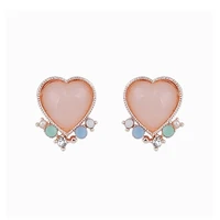 original creative moonstone love heart shape stud earrings for women fashion simple jewelry gift