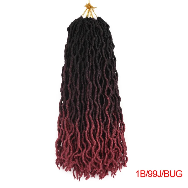 TOMO Ombre Faux Locs Curly вязанные крючком волосы для женщин 24 пряди блонд крючком косички богиня Locs 18 дюймов синтетические плетеные волосы - Цвет: T1B/бордовый