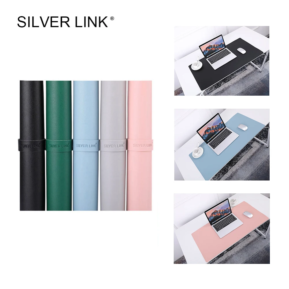 Серебряный коврик для мыши из ПУ большого размера офисный Настольный Кожаный