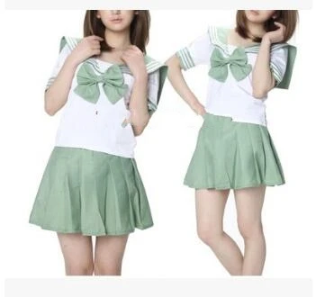 light green Школьная форма, японская школьная форма, костюм моряка из Японии и Южной Кореи, костюмы из аниме, женская школьная форма в японском стиле - Цвет: light green