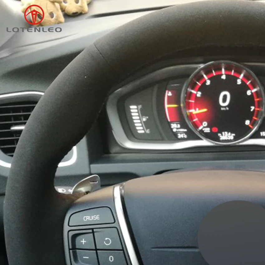 LQTENLEO черная замша DIY автомобиля Руль Обложка для Volvo V70 S80 2012- V40 S60 V60 2011- XC60 XC70 2012