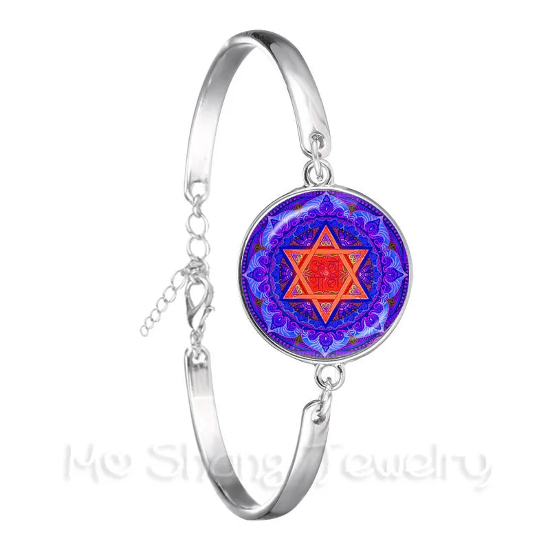 Хит продаж Wiccan медальон модный браслет из цепочки Пентакль Wicca стеклянный для