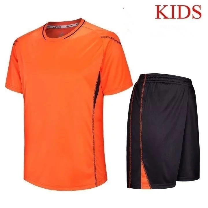 Детские футбольные майки пустой детский футбольный костюм Maillot De Foot футбольный трикотаж тренировочный костюм спортивный костюм тренировочные костюмы для мальчиков - Цвет: Orange