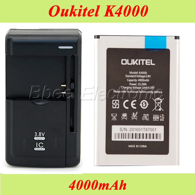 

1LOT=1PC Oukitel K4000 Battery Original Replacement Bateria 4000mAh +1PC Universal Dock Charger