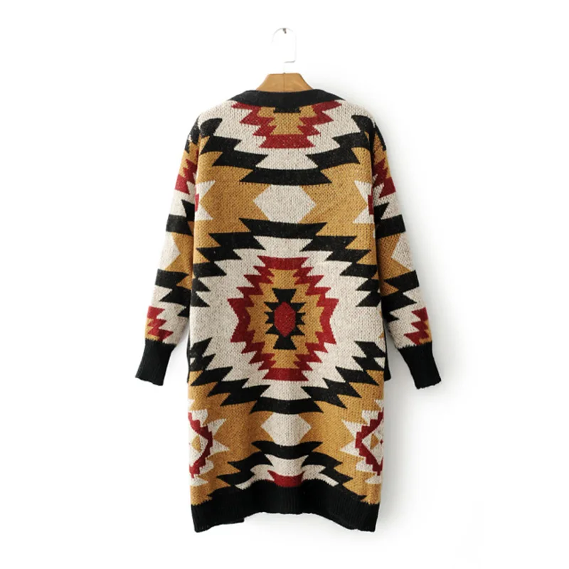 Женский Длинный свободный кардиган с V-образным вырезом и длинным рукавом |