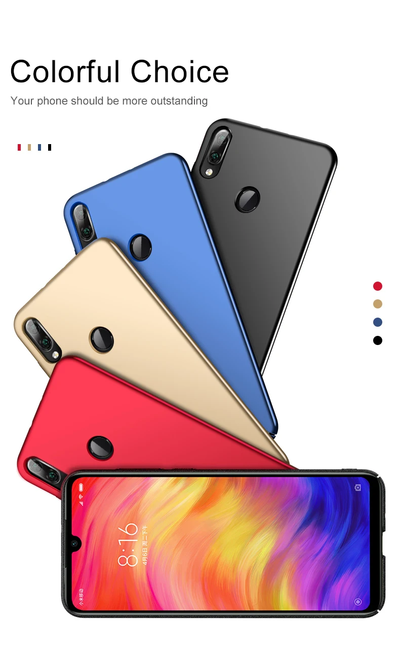 Чехол для redmi note 7, чехол, Твердый Чехол, Mofi,, pc, для xiaomi redmi note 7, чехол, однотонный, fundas redmi note 7, чехол