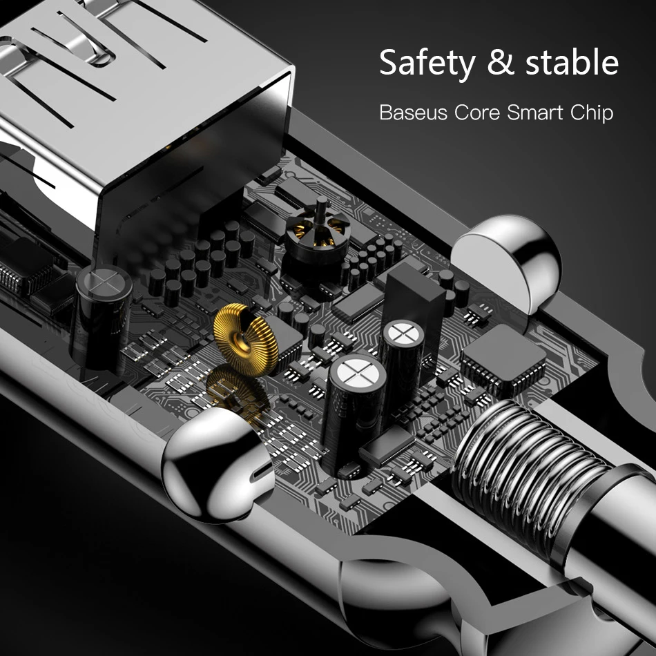 Автомобильное зарядное устройство Baseus с 2 USB портами и поддержкой быстрой зарядки