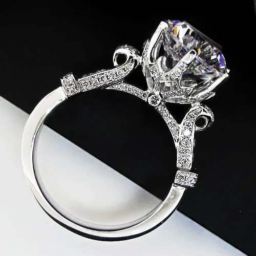 

3 Carat Solid Gold 18K Vintage Design Royal Certified Moissanite Women Engagement Ring Statement Weddging Fine Gold Jewelry