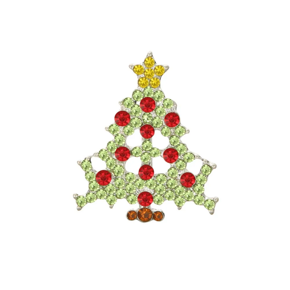 

Free shipping 21*25mm Christmas rhinestone tree button 50PCS (BTN-5501)