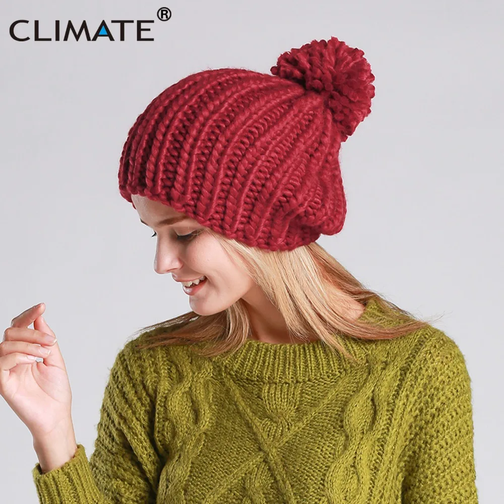 Модная женская Зимняя Теплая Шапка бини с помпоном от CLIMATE новая Женская Вязаная