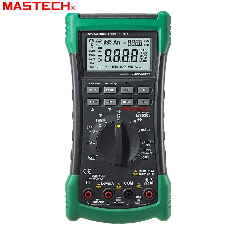 3 в 1 MS5208 6600 отсчетов Цифровой мультиметр + тестер сопротивления изоляции Megger True RMS