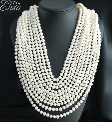 Модное Длинное Ожерелье из пресноводного натурального жемчуга Женские