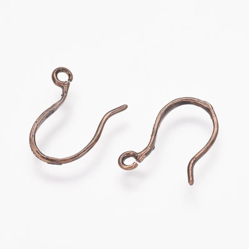 

100pcs Brass Earring Hooks Ear Wire for Earring jewelry DIY making , Nickle Free, Antique Bronze Red Copper 15x10x1.5mm F80