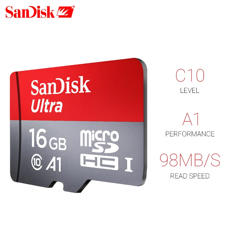 Sandisk A1 микро SD карты Class10 TF карта памяти SDXC с ультра SDHC 16 Гб оперативной памяти, 32 Гб встроенной памяти, 64 ГБ 128 ГБ 200 256 400 100 МБ/с. UHS-I слот для карт памяти