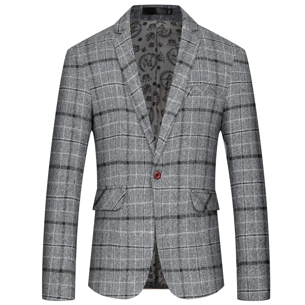 Мужской твидовый Блейзер с одной пуговицей для свадьбы|Пиджаки| |