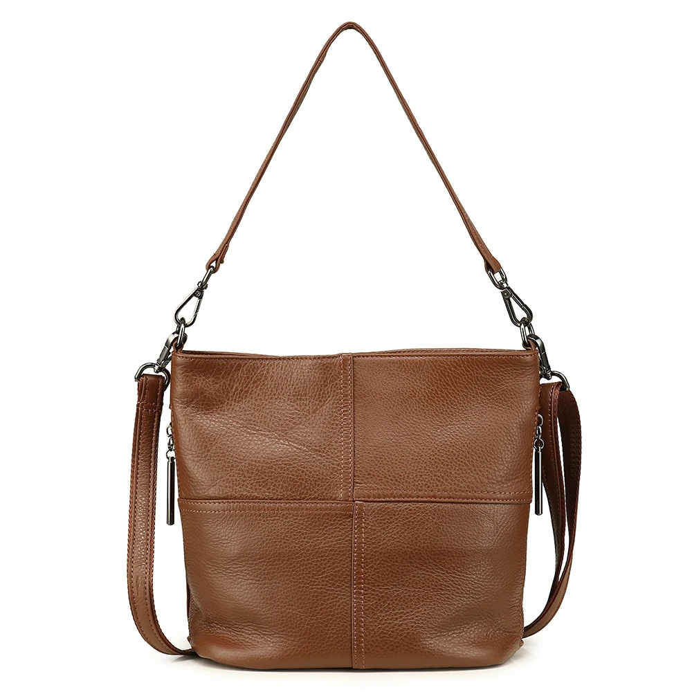Женская сумка Bolsa Feminina из натуральной кожи, новинка, женская сумка-тоут с аутентичной кожей, высокое качество, сумки через плечо - Цвет: BROWN