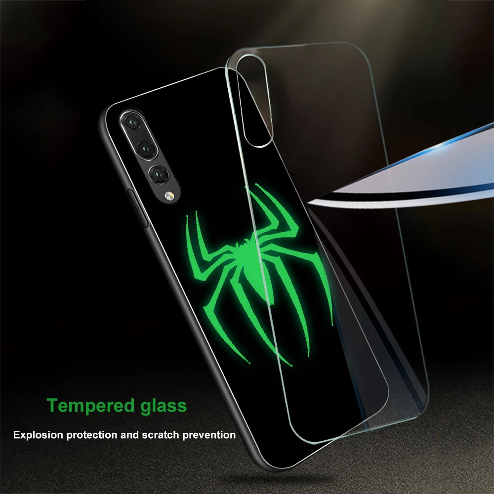 ciciber Phone Case for Huawei P30 Lite Pro Marvel Captain America Logo Luminous Glass Cover For P20 Coque Funda |