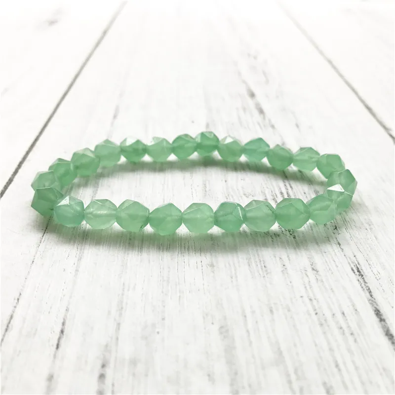 8ММ Естественный Красивый Отдел Зеленый Авантюрин Браслет Модная Мужская И Женская Бижутерия Личность Большие Бусины Обаяние Запястье на.