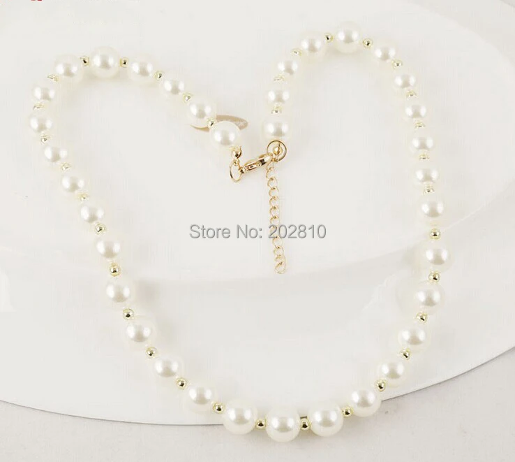 Короткое ожерелье с большими жемчужинами и бусинами цепочка на ключицы чокер для