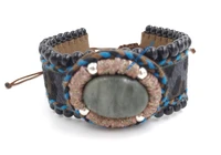 new european jewelry suppliers handmade weaving bracelet phosphorus stone tibetan vingtage bracelet for women