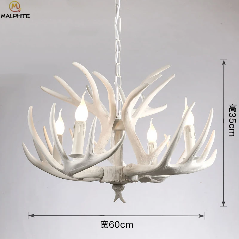 

American Resin Antler Pendant Lights American Retro Deer Horn Candle Pendant Lamps For Living room Decor Lighting Luminaires