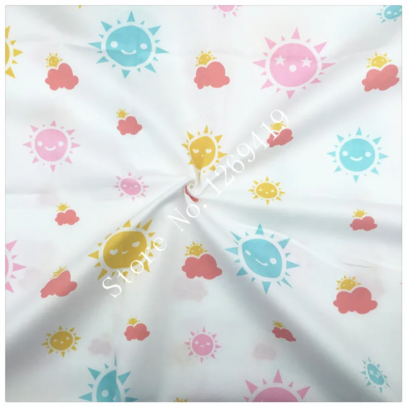 Новый мультфильм раскраска солнце с принтом хлопчатобумажная счетчиком DIY ткани