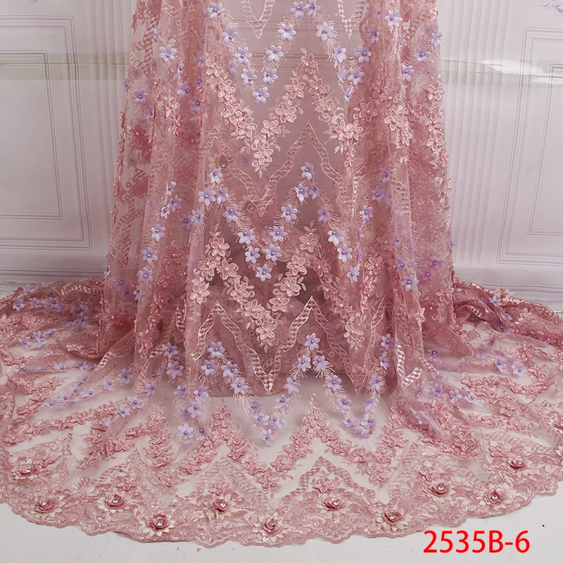 Beautiful Black nigerian lace fabric 3 D Flowers French Lace Fabrics For Wedding Dress Tulle Nigerian Fabric XZ2535B-1 | Дом и сад