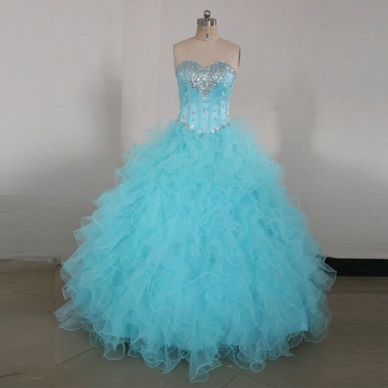 Новый Стиль Бирюзовый Дебютантка Пышное платье С Куртка 2016 Бальное Трепал Платье