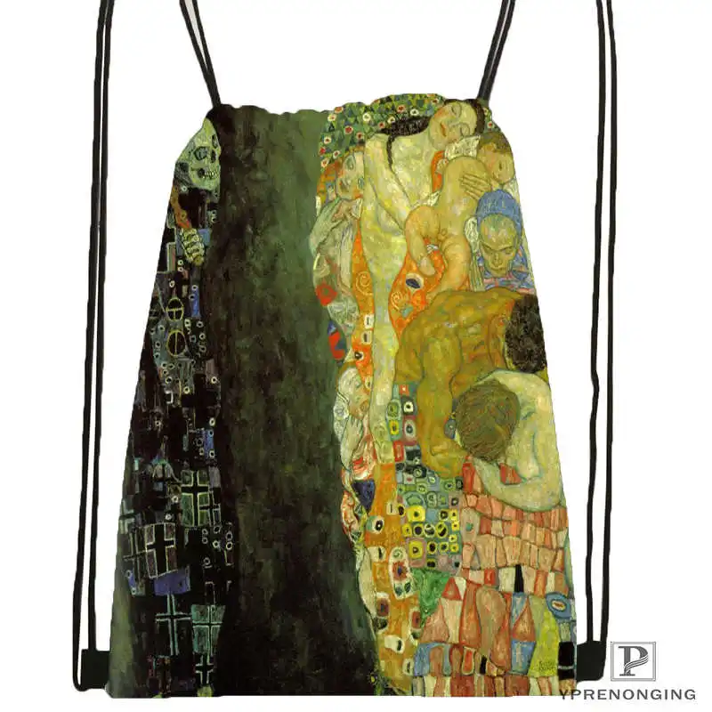 Drawstring Backpack На выбор Gustav Klimt#10 походная сумка на шнурке милый рюкзак для детей(черная спинка) 31x40 см#180531-02-39 - Цвет: Drawstring Backpack