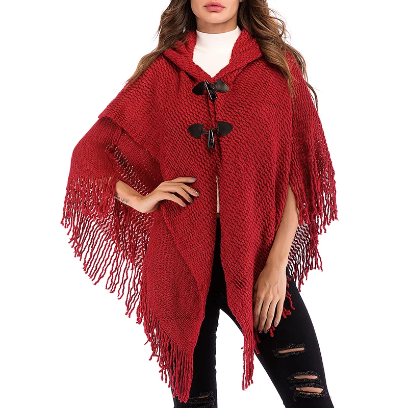 Женский свободный свитер с капюшоном повседневный джемпер рукавами летучая мышь