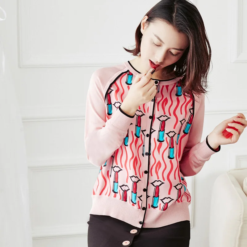 Женский вязаный кардиган ALPHALMODA Свободный Повседневный свитер с длинными