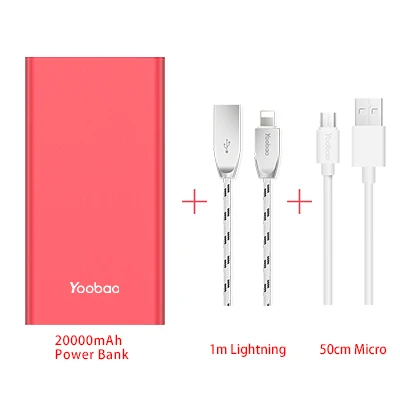 RD-Lightning-Micro Yoobao A2 повербанк 20000mAh внешний аккумулятор с двойнымм портами выхода/входа литий-полимерный повер банк 14,5мм ультратонкая портативная зарядка с с цифровым индикатором - Цвет: RD-Lightning-Micro