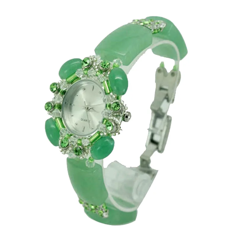 2019 Elegant Lady  New Style Beautiful Lady Quartz Watch Green Crystal Watch Strap Bracelet Watch