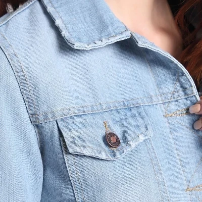 Женская джинсовая куртка Повседневная тонкая короткая с длинными рукавами