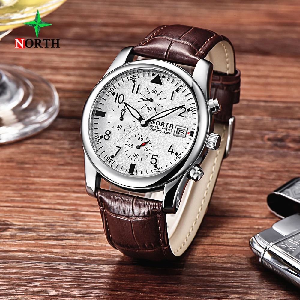 Северная Для мужчин s часы лучший бренд класса люкс нержавеющая сталь кварцевые