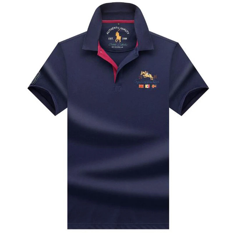 Летняя рубашка поло 2019 Новая мужская с коротким рукавом качественная брендовая