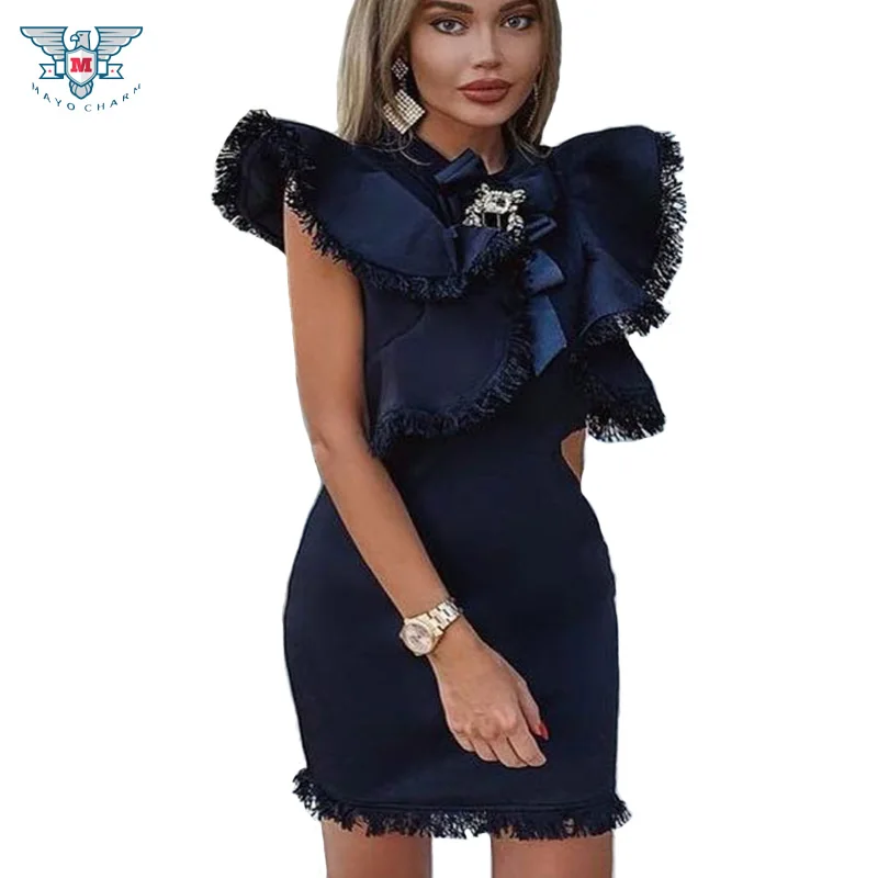 Женское облегающее платье Jurken Robe Femme клубное мини-платье с оборками новинка 2019 |