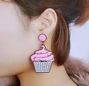 2017 Новый Дизайн Акриловые милые серьги капли в виде чашки торта для женщин и