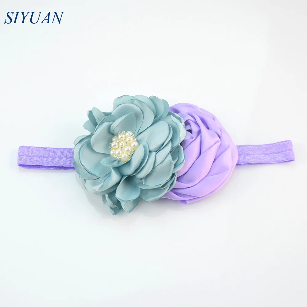 5 шт./лот ободок из сатина с цветами плоская повязка на голову горного хрусталя