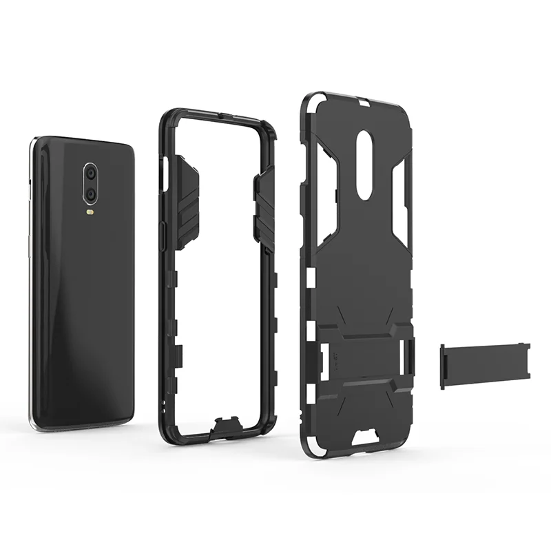 Для Oneplus 6T чехол силиконовый ударопрочный защитный PC + TPU бронированный подставка