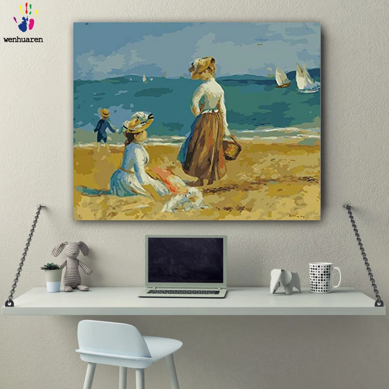 DIY картинки для раскраски по номерам с цветами Joy by the sea картина рисования