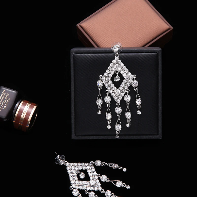 Глаза форма посеребренные серьги Лидер продаж Длинные Стиль Кристалл Циркон