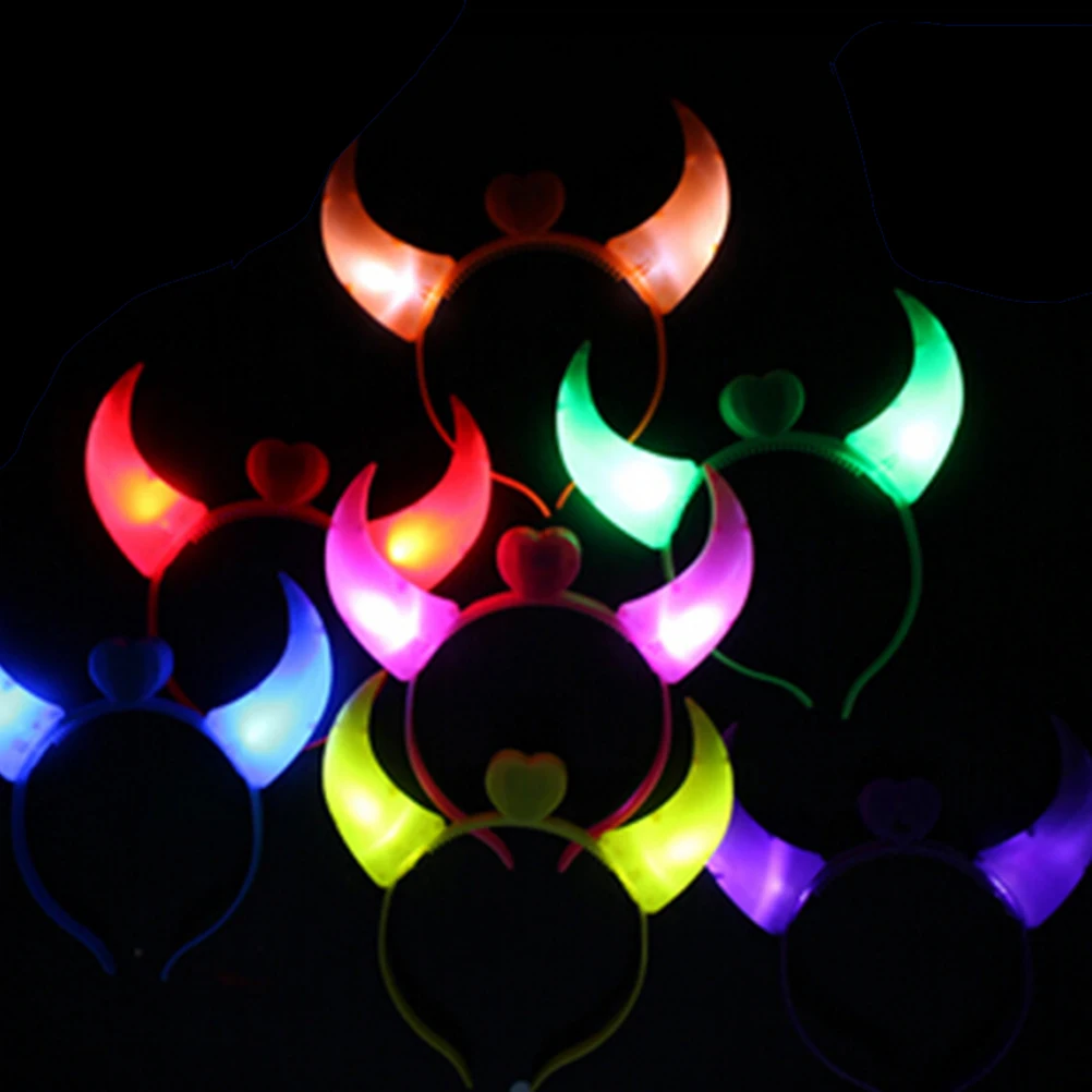 Хэллоуин костюмы дьявола рога светодиодный фонарик красочные детские обручи для