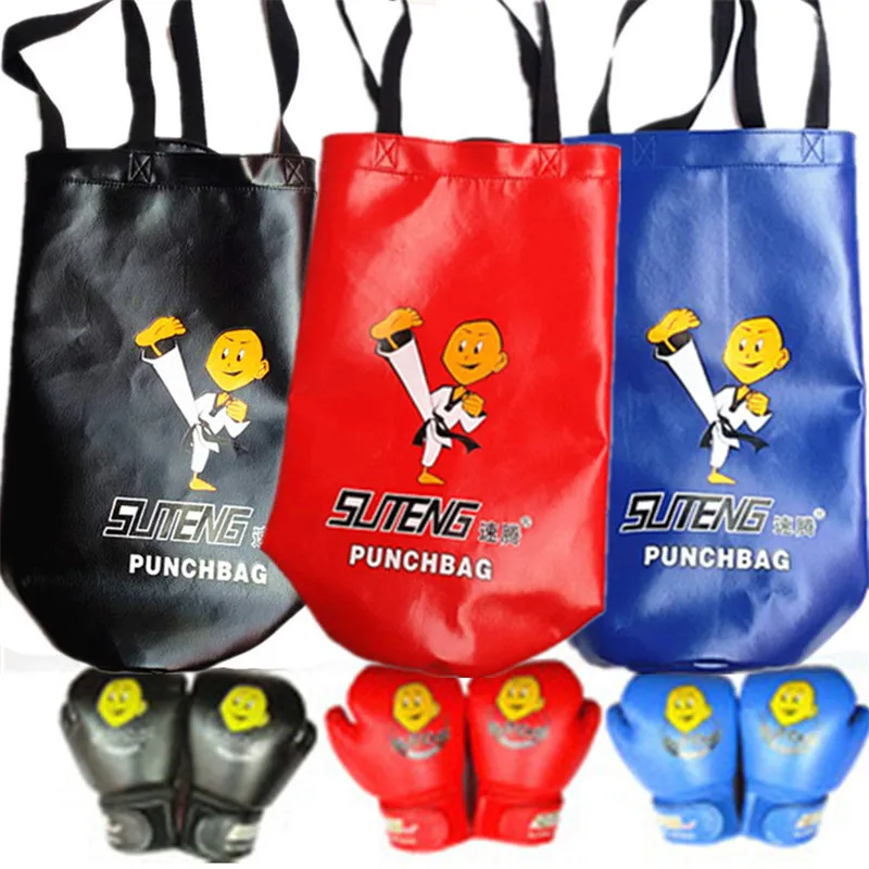 1 Set 55cm Kids Children Boxing Bag Cover Pro Durable PU Leather Sandbag Sanda Punching Empty And Gloves |