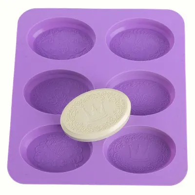 

PRZY Silicone Mold Soap Mould Handmade Soap Making Molds Candle Silicone Mold Resin Clay Mold Six-hole Oval Tree Crown Butterfly