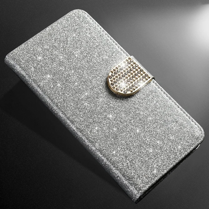 silver diamond Флип кожаный блестящий чехол для телефона Xiaomi Redmi 7 Note 7 Note7 Pro 7A роскошный высококачественный чехол-кошелек с подставкой Чехол вспышка на солнце - Цвет: silver diamond